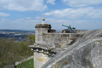 Fototapeta na wymiar Festungsmauer mit Kanone Veste Coburg