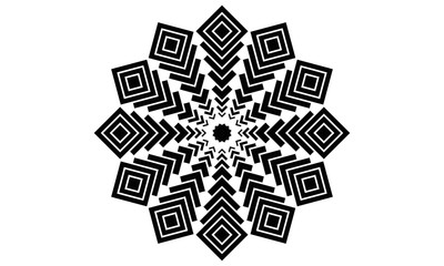 Black vector symmetry mandala on white background