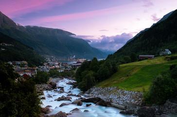sunrise over fjords
