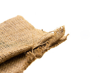 pieces of gunny sack with isolated white background