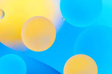 Colorful abstract images of oil drops on water. Colored circles and waves as a concept of scientific discovery, space or molecular research.