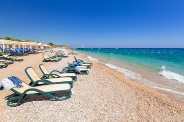 Fototapeta na wymiar Blue lagoon of the beach on Turkish Riviera near Tekirova