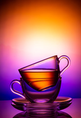  tea cups on a colored background