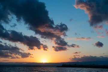 Beautiful sunset at Enoshima, Japan.