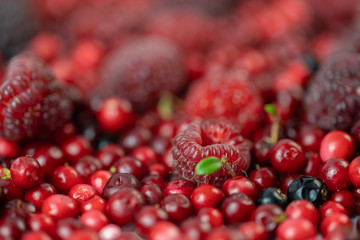 Raspberries with berries on a white background