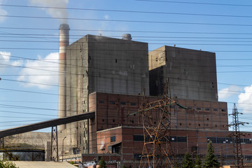 Tuncbilek electric thermal power plant exterior view. Bursa, Turkey