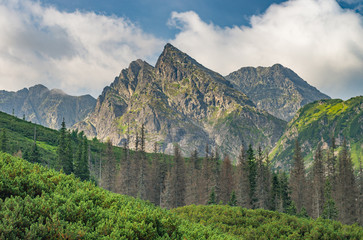 Mountain landscape, Tatra mountains, Poland, Koscielec and Swinica peaks in summer