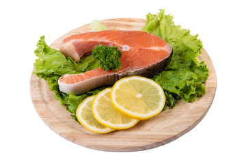 Raw salmon steak