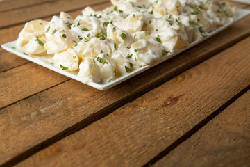 Patatas bravas traditional Spanish potatoes snack tapas..