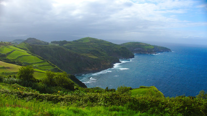 Ocean coast line in the Azores