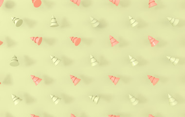 Minimal christmas background. Pastel colored symbolic pine tree 3d rendering. Christmas holiday and new year concept