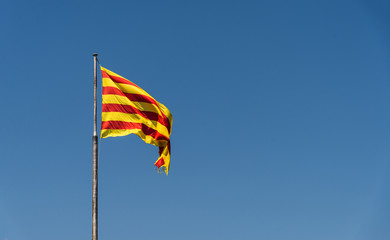 Close up of the official flag of Catalonia