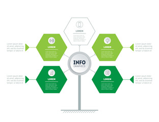 Vertical Green Timeline infographics. Tree of development and growth of the business. Time line. Eco Business concept with 4 or 5 options, parts, steps or processes.