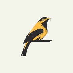yellow bird logo - vector illustration of design on a light background
