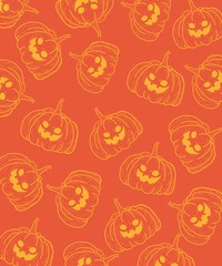 Halloween pumpkin smiley face orange pattern. Jack-o'-lantern illustration.