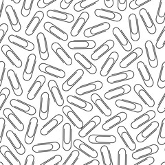 Vector seamless pattern of paper clips on white background