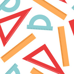 Vector seamless pattern of diggerent rulers on white background