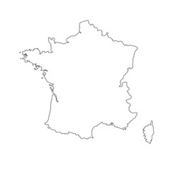 Vector illustration of black outline France map.