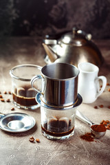 Coffee dripping in vietnamese style
