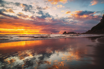Dramatic Sunset at the Beach, Color Image