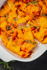 Roasted pumpkin slices with thyme