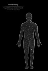 Abstract image human body in the form of lines and dots, consisting of triangles and geometric shapes. Low poly vector background.