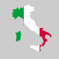 Vector illustration of Italy flag map. Vector map.