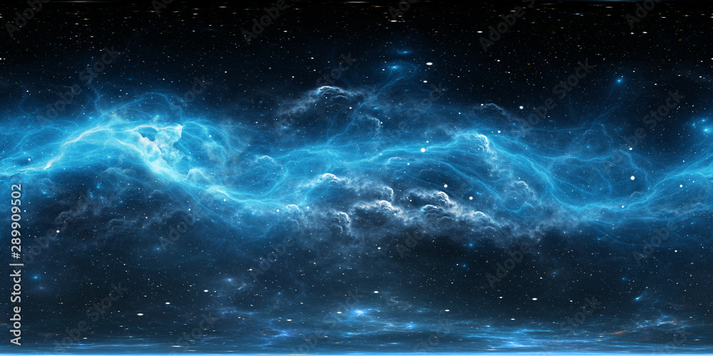Poster 360 degree space background with nebula and stars, equirectangular projection, environment map. hdri