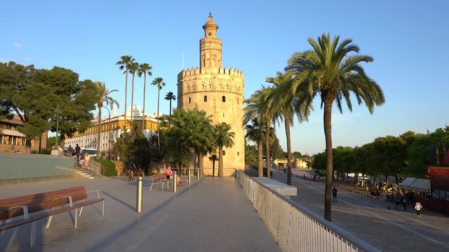 Torre del Oro on a late summer afternoon in Sevilla, Andalusia, Spain.