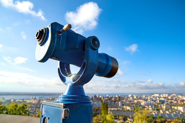 pedestrian viewing area monoculars telescope for view amazing cityscape