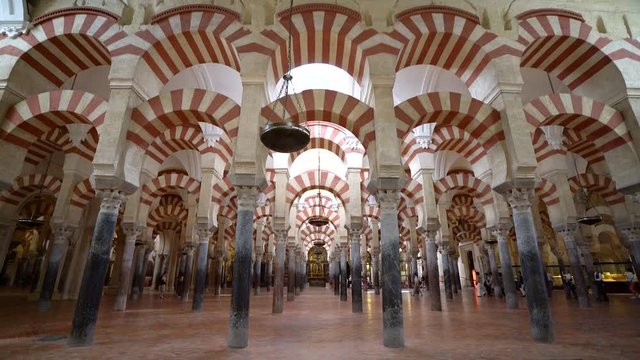 Scenic indoor sight in the Mosque&ndash;Cathedral of Cordoba. Andalusia, Spain.