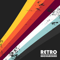 Retro-Hintergrund mit bunten Streifen und Vintage-Grunge-Textur. Vektor-Illustration © bobnevv