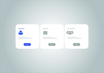 Pricing table vector. order, box, button, list for web. price list. mobile.