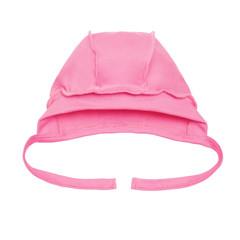 newborn pink baby hat on a white background