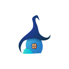 Hand-drawn wide house in trend flat gradients