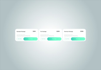 Pricing table vector. order, box, button, list for web. price list. mobile.