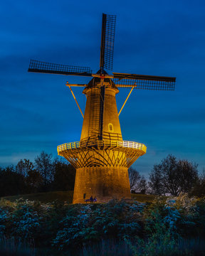 Dutch windmill during the blue hour