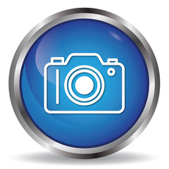Digital camera icon blue glossy round buttons