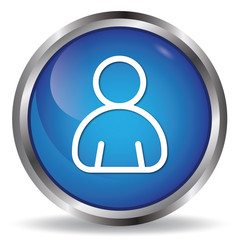 People icon blue glossy round buttons