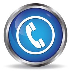 Phone icon blue glossy round buttons