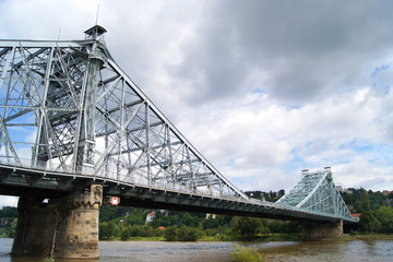 The Loschwitzer Brücke in Dresden, which is also called 
