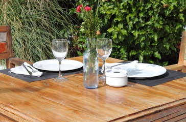 Table setting in a garden