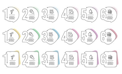 Agent, Capsule pill and Shopping bags line icons set. Infographic timeline. Click here, Refill water and Strategy signs. Business person, Medicine drugs, Sale discount. Push button. Vector