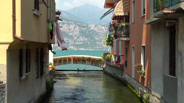 Idyllic view at Cassone di Malcesine, beautiful village on Lake Garda. Veneto, Province of Verona, Italy.