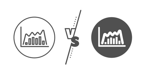 Economic graph sign. Versus concept. Investment chart line icon. Stock exchange symbol. Business finance. Line vs classic infographic graph icon. Vector
