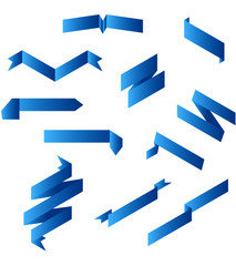 Various blue ribbon shapes