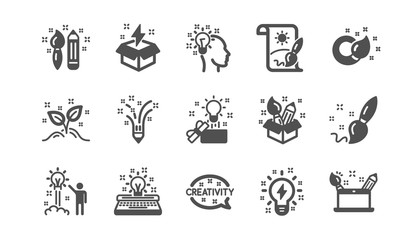 Creativity icons. Creative designer, Idea and Inspiration. Brush and pencil classic icon set. Quality set. Vector
