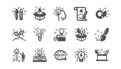 Fototapeta premium Creativity icons. Creative designer, Idea and Inspiration. Brush and pencil classic icon set. Quality set. Vector