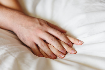 Woman and man hands concept.