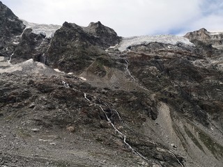 High mountains - glaciers and peaks- Landscape in the mountains - Grand Paradiso mountains , Valnontey, Aosta Valley, Italy